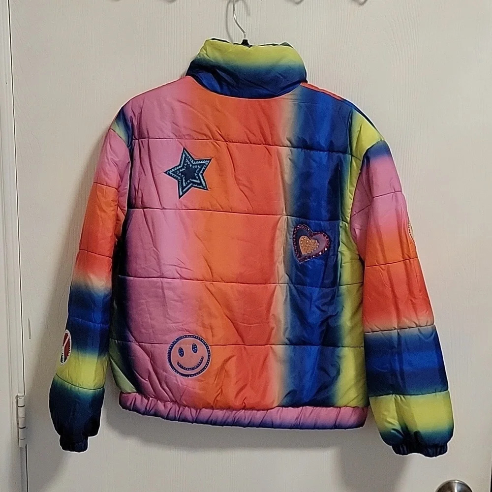 NWT Hannah Banana Girls Colorful Rainbow Coat Size 12 Zipper with button overlay - Picture 2 of 5